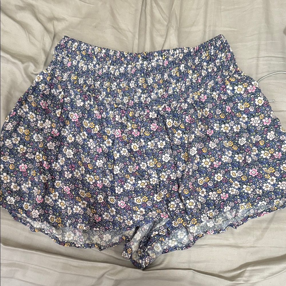 Forever 21 Floral High Waist Shorts - Blue and Pink